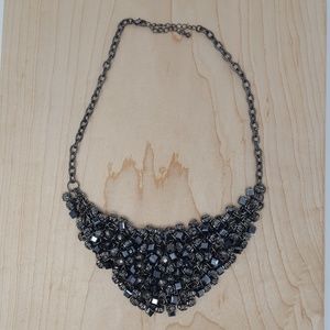 Gunmetal Beaded Bib Necklace
